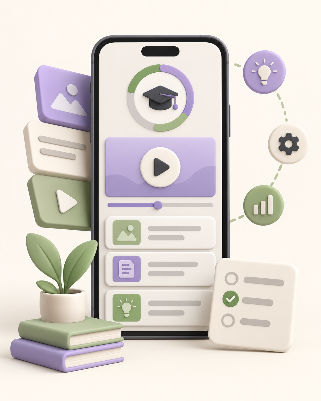 Concept illustration of bite-sized mobile lessons